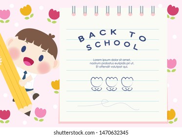 cute happy  elementary student back to school vector
