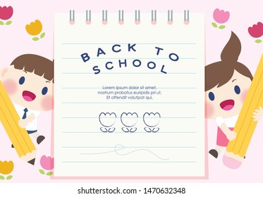 cute happy  elementary student back to school vector