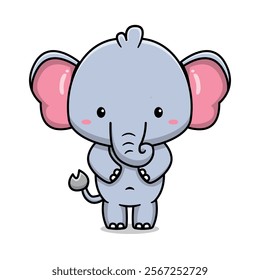 Cute happy elephant character cartoon icon illustration. Design isolated flat cartoon style