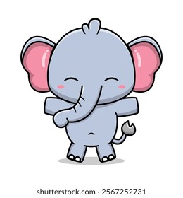 Cute happy elephant character cartoon icon illustration. Design isolated flat cartoon style