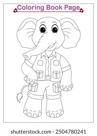 Cute and happy elephant coloring page for kids and adults