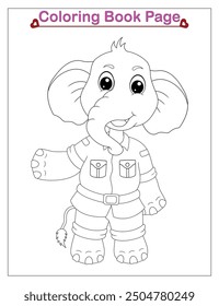Cute and happy elephant coloring page for kids and adults