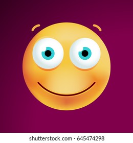 Cute Happy Emoticon on Black Background. Isolated Vector Illustration 