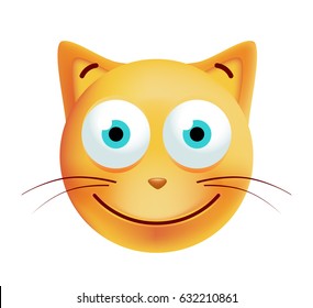 Cute Happy Emoticon on White Background. Isolated Vector Illustration 