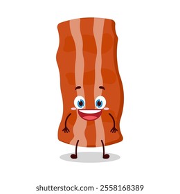 cute happy expression of bacon cartoon character
