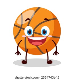 cute happy expression of basket ball cartoon character