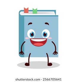 cute happy expression of blue book cartoon character
