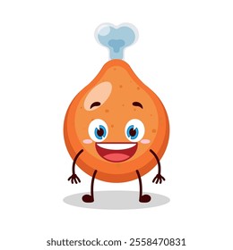 cute happy expression of chicken drumstick cartoon character
