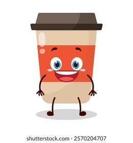 cute happy expression of coffee cup cartoon character
