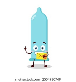 cute happy expression of condom bring envelope letter cartoon character