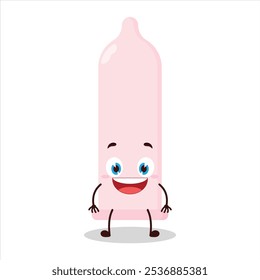cute happy expression of condom character