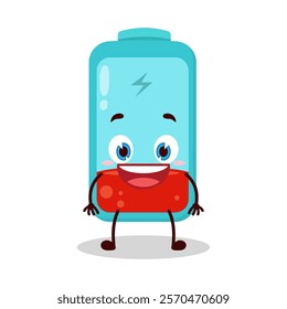 cute happy expression of empty battery cartoon character
