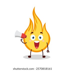 cute happy expression of fire cartoon character carry megaphone
