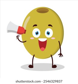 cute happy expression of mung bean  carry megaphone cartoon character