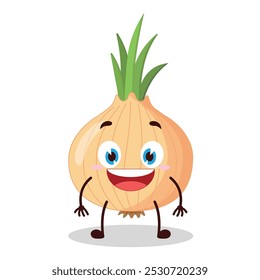 cute happy expression of onion cartoon character