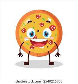 cute happy expression of pizza character
