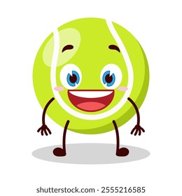 cute happy expression of tennis ball character