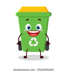 cute happy expression of trash bin cartoon character
