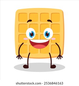 cute happy expression of waffle character