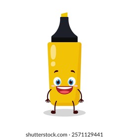 cute happy expression of yellow highlighter cartoon character
