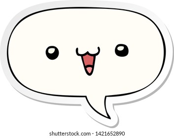 cute happy face cartoon with speech bubble sticker
