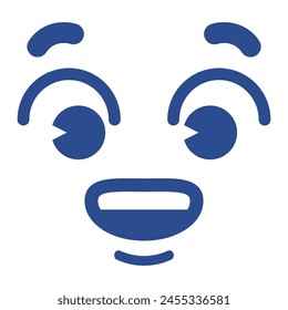 Cute happy face emoticon in doodle style on white background.