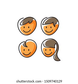 cute happy face line logo icon vector