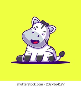 Cute Happy face Zebra Cartoon Illustration. Animal Flat cartoon Style Concept