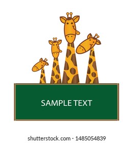 cute happy family giraffe character illustration in isolated white background