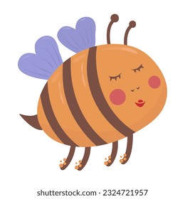 Cute and happy fat bee, colorful illustration