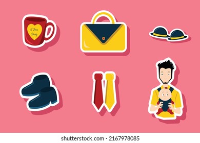 Cute Happy Father's Day Icons Sticker