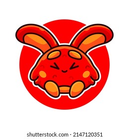 Cute happy fire bunny monster cartoon vector icon illustration