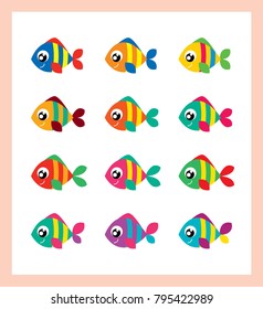 cute happy fish cartoon vector collection
