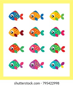 cute happy fish cartoon vector collection
