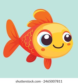 Lindo y feliz pez personaje de arte de Vector