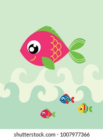 cute happy fish vector