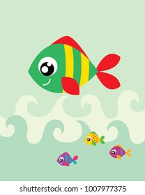 cute happy fish vector