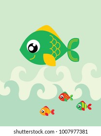 cute happy fish vector