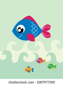 cute happy fish vector