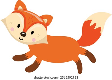 Cute and happy fox jumping