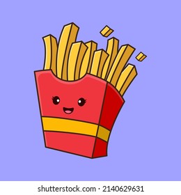 Cute Happy French Fries Illustration Stock Vector (Royalty Free ...