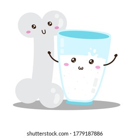 Cute happy fresh milk and bone mascot vector design, can be use to make poster