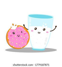 Cute happy fresh milk and sweet cookies vector design, can be use to make poster