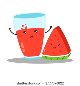 Cute happy fresh watermelon juice vector design, can be use to make poster
