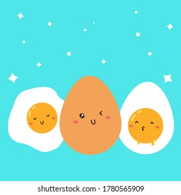 lindo feliz frito, huevos hervidos personajes diseño vectorial, se puede usar para hacer afiches