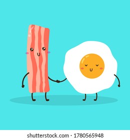 cute happy fried egg and bacon characters vector design, can be use to make poster