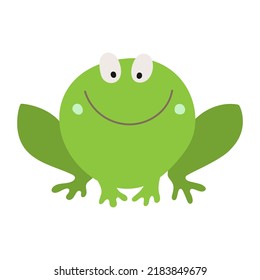 Cute happy frog, hand drawing. Vector illustration in flat style isolated on white background