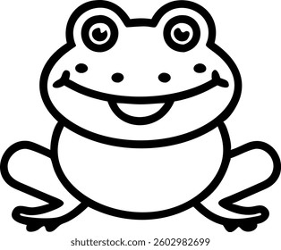 Cute happy frog line art in whimsical and stylized illustrations, designed for educational materials, apps, or playful decor