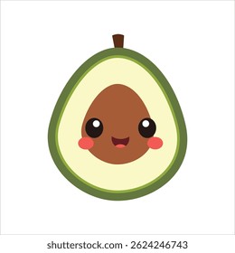 Cute happy funny avocado, Vector