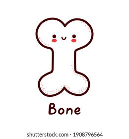 Cute happy funny human bone organ character. Vector flat line cartoon kawaii character illustration icon. Isolated on white background. Bone with face character mascot concept